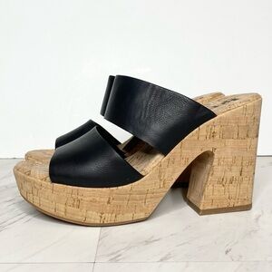 New! Korks Kork Ease Dezi Black Strap Cork Heeled Sandal 11M